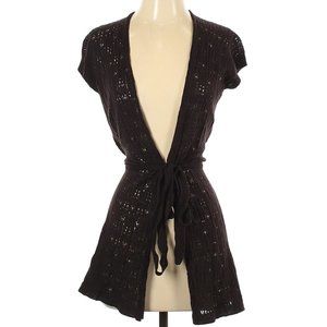 NWT Eileen Fisher Clove Brown Organic Cotton Long Cardigan w/Waist Tie Size XS